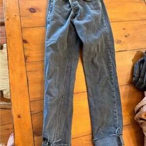 Denim Forum Black Washed Slim High-Rise Jeans